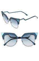 Women's Fendi 54mm Metal Tipped Cat Eye Sunglasses - Teal