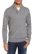 Men's Nordstrom Men's Shop Cotton & Cashmere Shawl Collar Sweater, Size - Grey