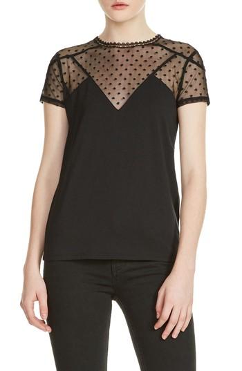 Women's Maje Tribor Illusion Lace Top - Black