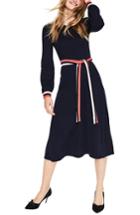 Women's Boden Eden Belted Cotton & Wool Sweater Dress - Blue