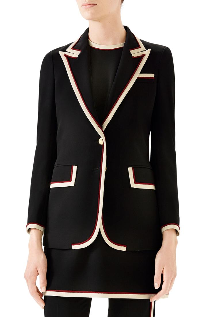 Women's Gucci Piped Gg Canvas Jacket Us / 46 It - Brown