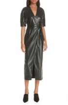 Women's Nanushka Penelope Faux Leather Wrap Dress - Black