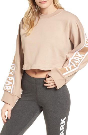 Women's Ivy Park Logo Tape Crop Sweatshirt - Beige