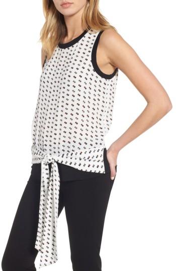 Women's Trouve Sleeveless Tie Front Top, Size - Ivory