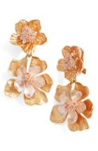 Women's Oscar De La Renta Floral Drop Clip Earrings