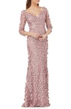 Women's Carmen Marc Valvo Infusion 3d Novelty Gown - Pink
