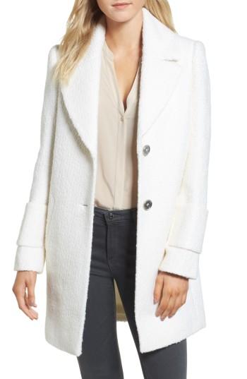Women's French Connection Notch Collar Boucle Car Coat - White