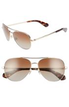 Women's Kate Spade New York Avaline 2/s 58mm Polarized Aviator Sunglasses - Gold/ Brown/ Havana