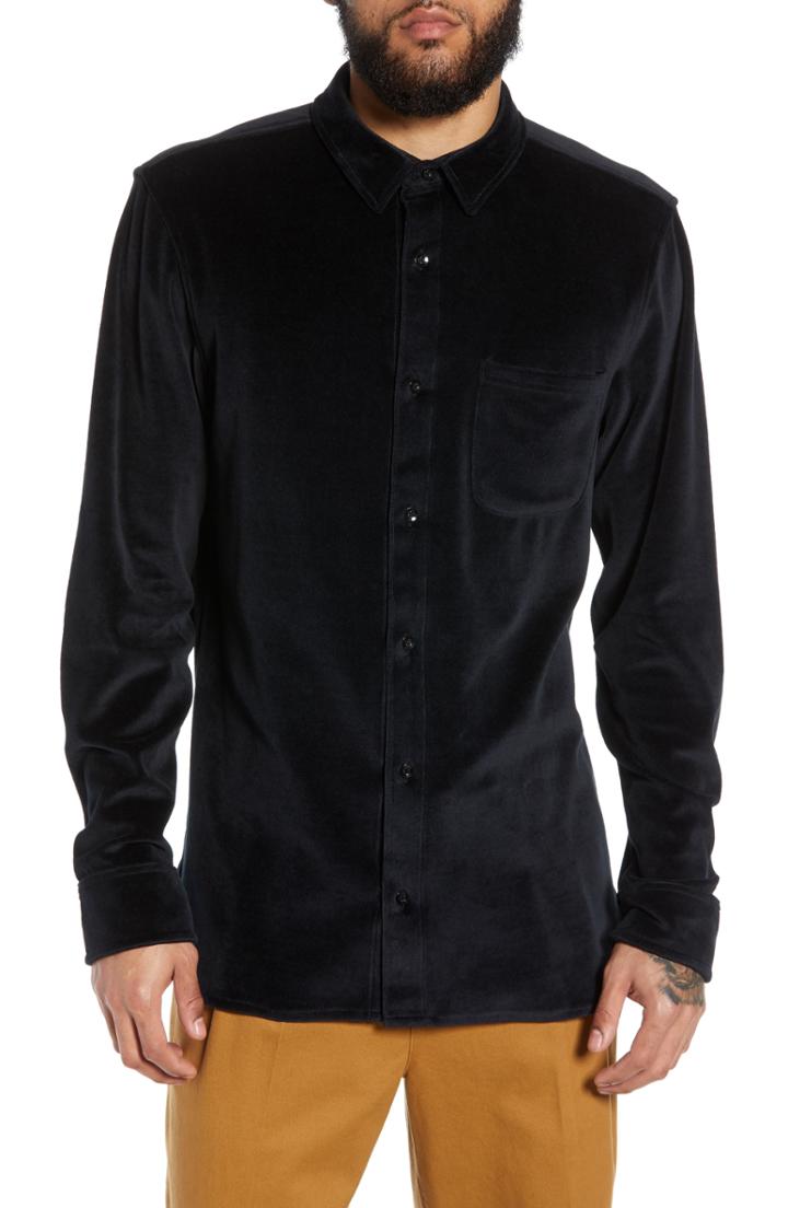 Men's The Rail Velour Sport Shirt - Black