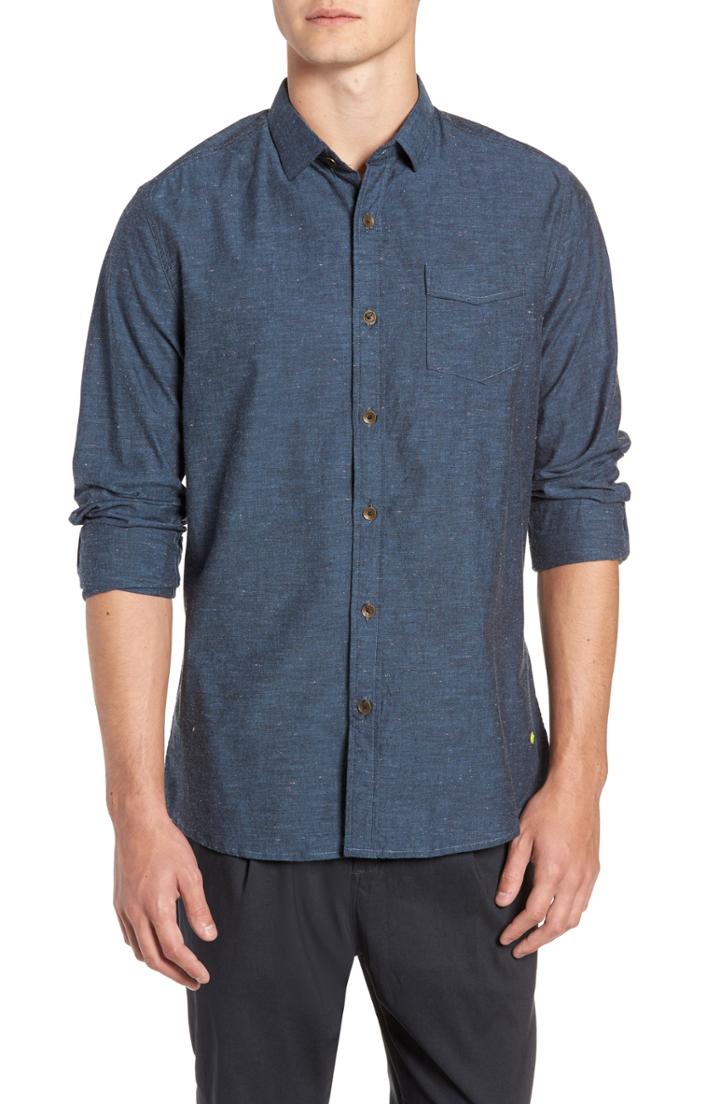 Men's Descendant Of Thieves Neppy Chambray Sport Shirt, Size - Blue