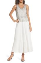 Women's Pisarro Nights Beaded Mock Two-piece A-line Gown - Ivory