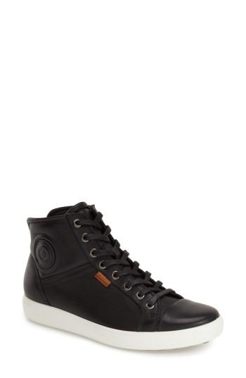 Women's Ecco 'soft 7' High Top Sneaker -8.5us / 39eu - Black