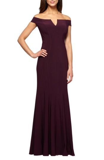 Women's Alex Evenings Off The Shoulder Mermaid Gown - Purple