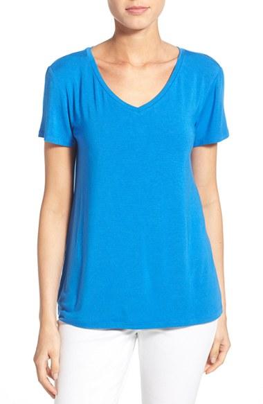 Women's Halogen Modal Jersey V-neck Tee, Size - Blue