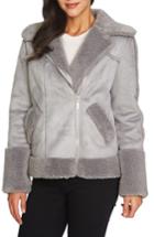 Women's 1.state Faux Shearling Moto Jacket, Size - Grey