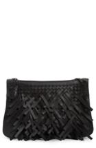 Bottega Veneta Medium Intrecciato Fringe Leather Crossbody Bag - Black