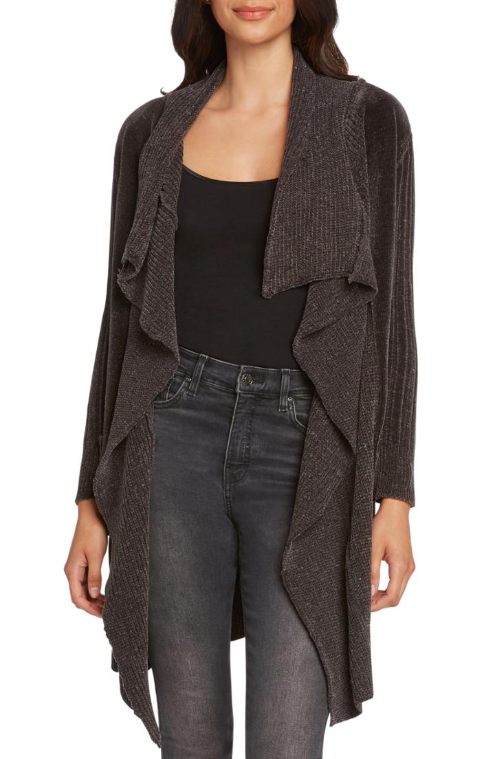 Women's Willow & Clay Chenille Shawl Collar Cardigan - Grey