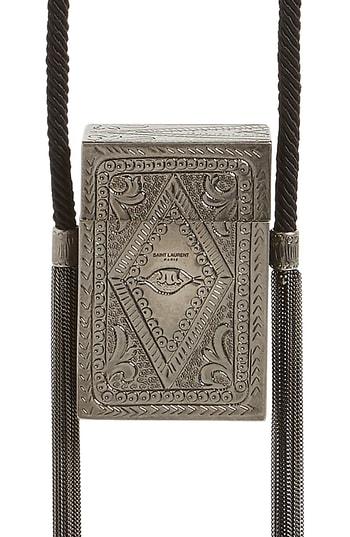 Saint Laurent Smoking Embossed Metal Minaudiere - Metallic
