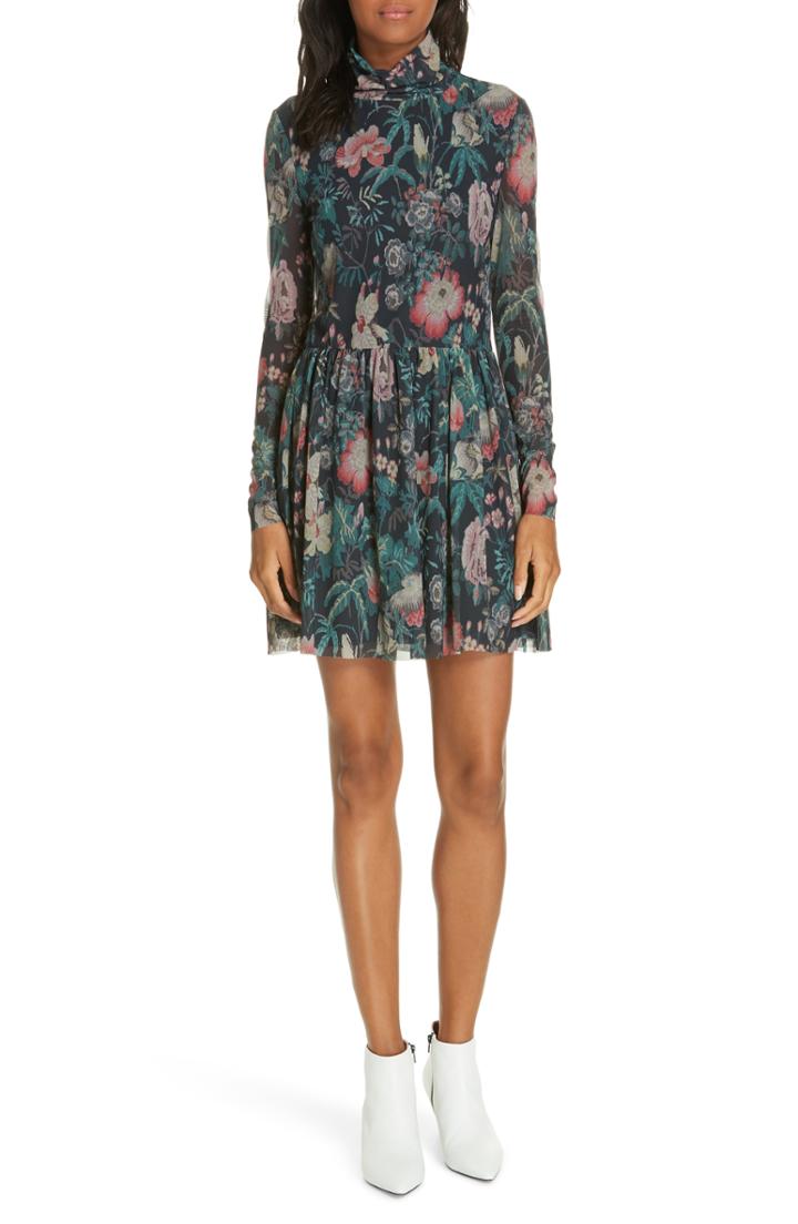 Women's La Vie Rebecca Taylor Faded Garden Funnel Neck Dress - Blue