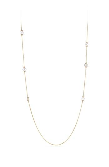 Women's David Yurman Solari Long Station Necklace With Pearls & Diamonds In 18k Yellow Gold