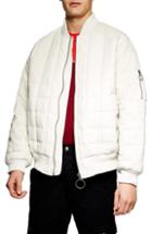 Men's Topman St. Clair Oversize Quilted Bomber Jacket - White