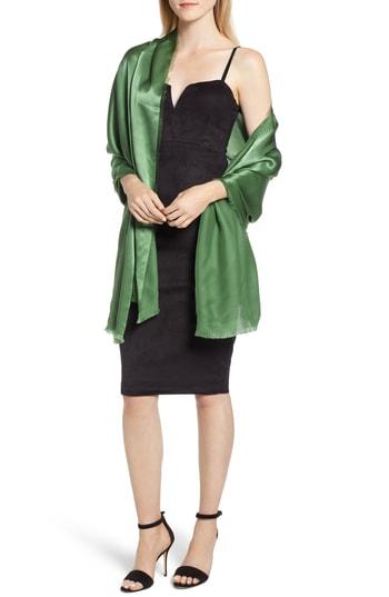 Women's Nordstrom Silk Fringe Wrap, Size - Green