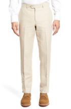 Men's Nordstrom Men's Shop Flat Front Solid Linen Trousers - Beige