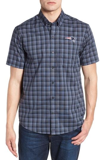 Men's Cutter & Buck New England Patriots - Fremont Regular Fit Check Sport Shirt - Blue