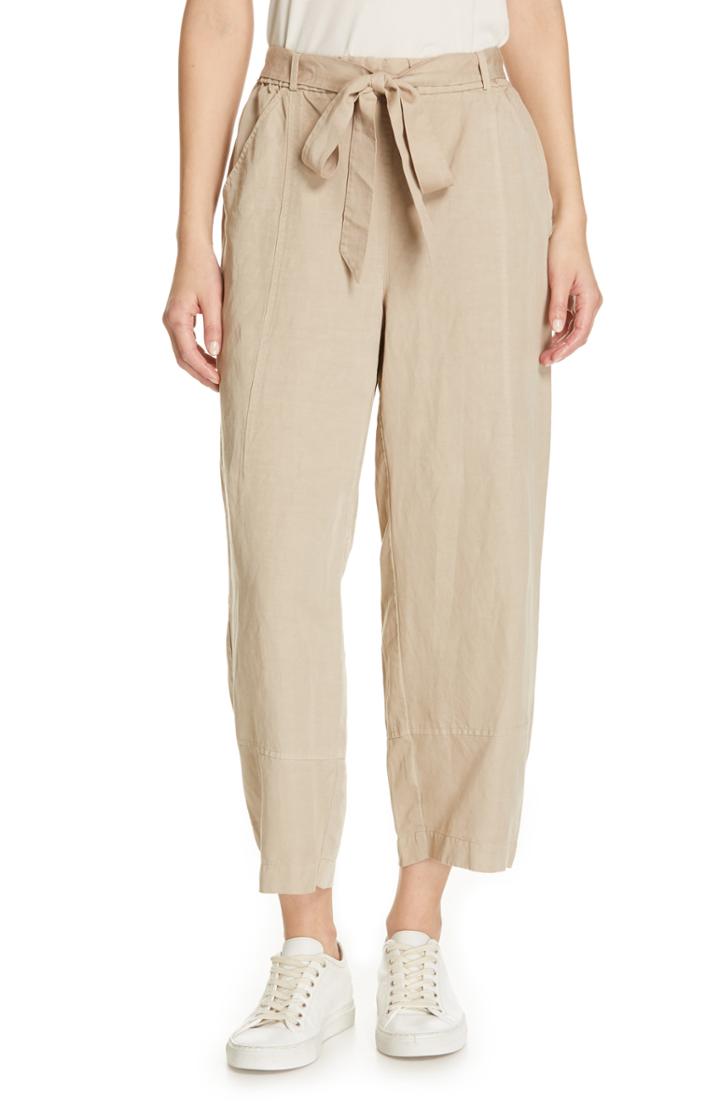 Women's Eileen Fisher Lantern Twill Ankle Pants, Size - Beige