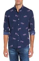 Men's Bonobos Slim Fit Washed Cheetah Print Sport Shirt - Blue