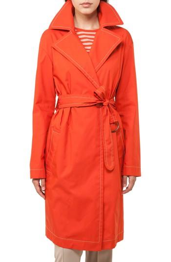 Women's Akris Punto Contrast Stitch Trench Coat - Orange