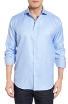 Men's Bugatchi Classic Fit Dobby Sport Shirt - Blue