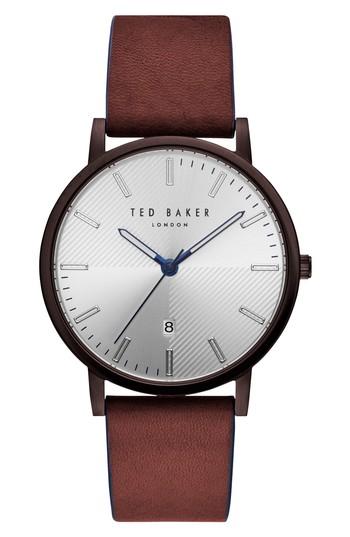 Men's Ted Baker London Dean Leather Strap Watch, 40mm