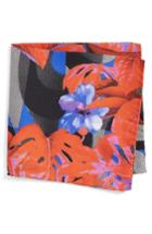 Men's Eton Tropical Floral Silk Pocket Square, Size - Red
