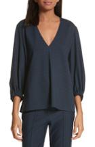 Women's Tibi Pinstripe V-neck Top, Size - Blue