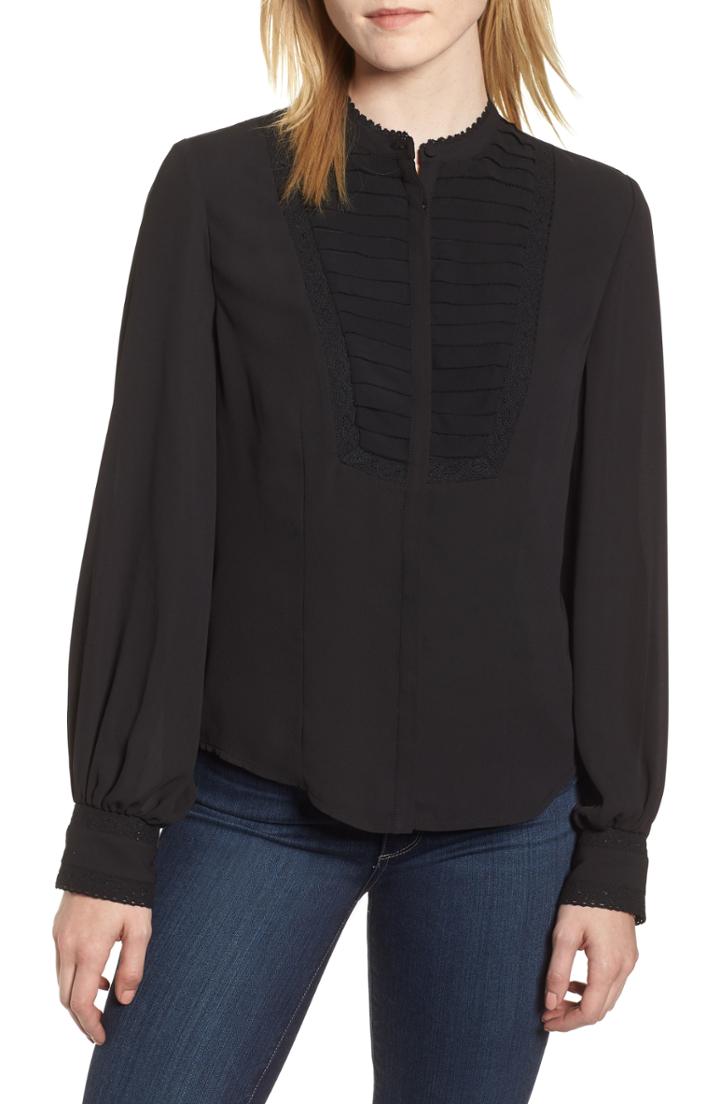 Women's Rebecca Minkoff Lace Detail Pleat Yoke Blouse - Black