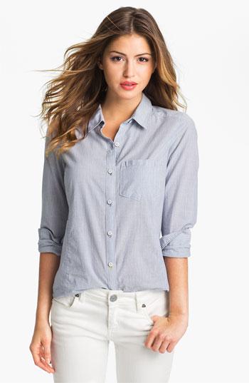 Caslon Long Sleeve Shirt Blue Mazarine Stripe Large
