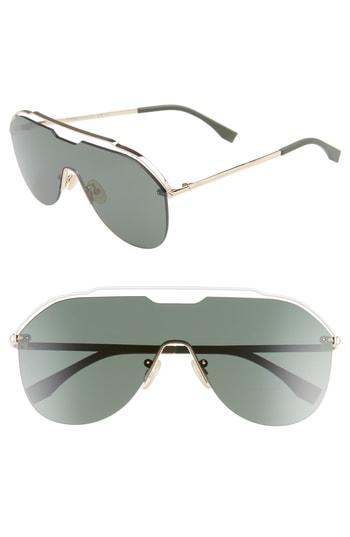 Men's Fendi 137mm Shield Aviator Sunglasses -