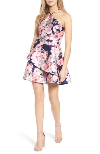Women's Speechless Mikado Halter Minidress - Blue