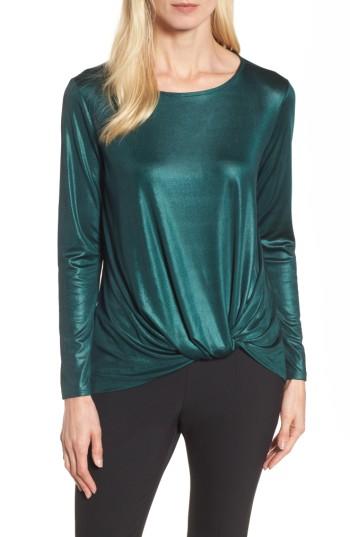 Women's Halogen Twist Front Metallic Tee - Green