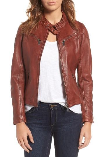 Women's Mauritius Leather Lambskin Leather Moto Jacket