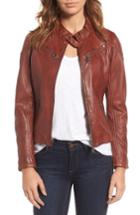 Women's Mauritius Leather Lambskin Leather Moto Jacket
