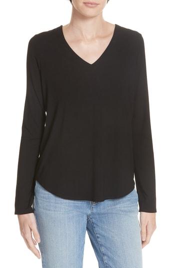 Women's Eileen Fisher V-neck Jersey Tee, Size - Black