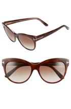 Women's Tom Ford 'lily' 56mm Cat Eye Sunglasses - Havana/ Gradient Brown