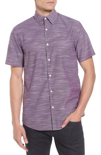 Men's Calilbrate Slim Fit Slub Woven Shirt, Size - Purple