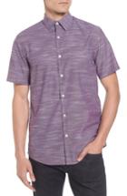 Men's Calilbrate Slim Fit Slub Woven Shirt, Size - Purple