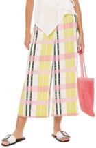 Women's Topshop Check Crop Wide Trousers Us (fits Like 2-4) - Yellow