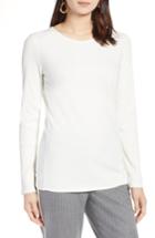 Women's Halogen Long Sleeve Knit Cotton Tee - Ivory