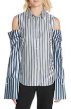 Women's Amur Jen Cold Shoulder Mixed Stripe Shirt - Blue
