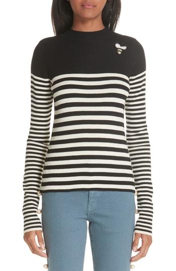 Women's Tu Es Mon Tresor Stripe Sweater Us / 38 Fr - Black